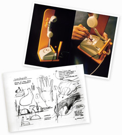 Versuchsmodell für besser handhabbares Standardtelefongerät, Entwurf eines Schreibgeräts für Personen mit stark reduzierten Hand- und Armkräften